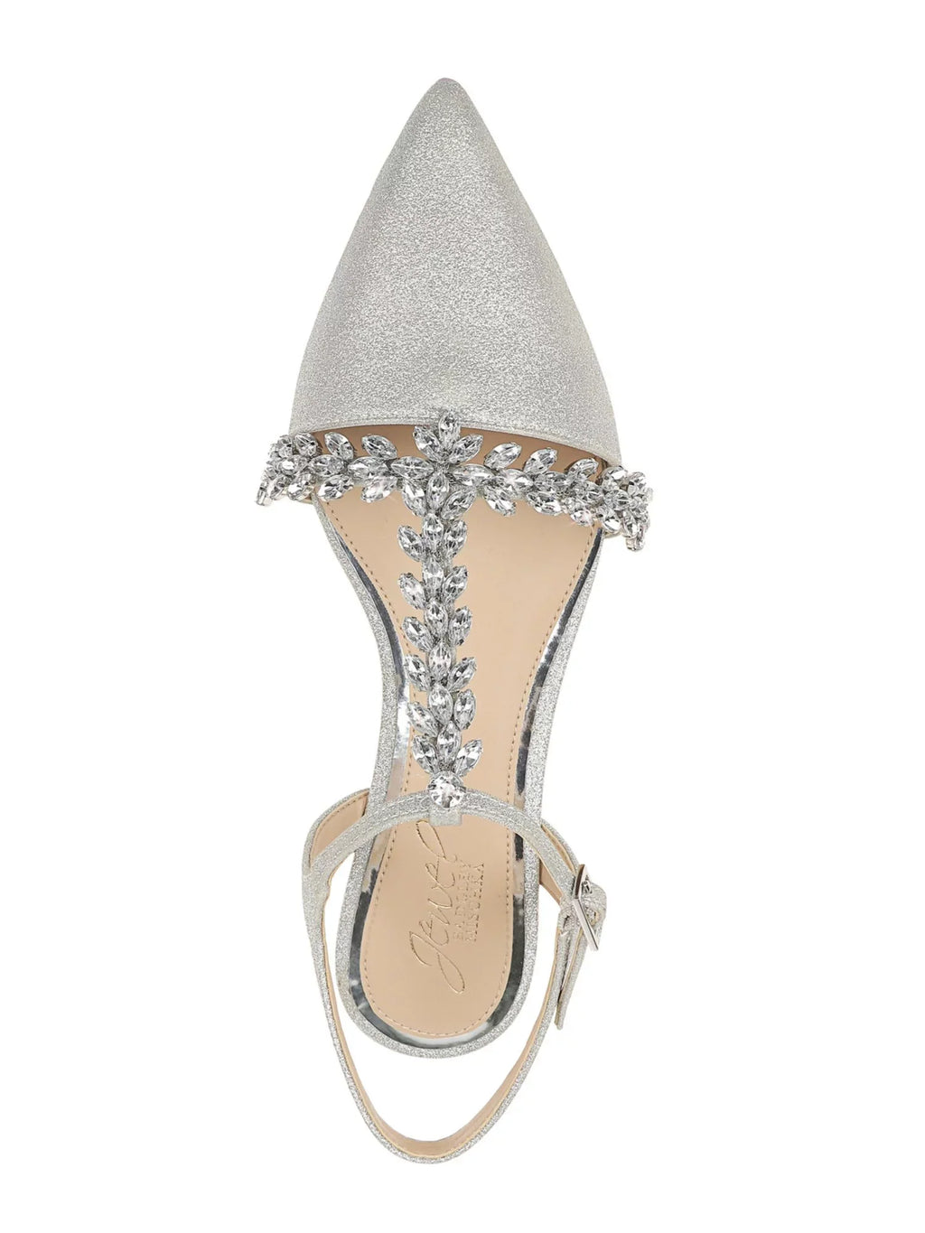Rhinestone Pointed Toe T-Strap BADGLEY Dress Rae Womens Chunk Block Heel Adjustable MISCHKA Buckle Glitter Shoes Embellished Silver M JEWEL Silver Strap 6.5