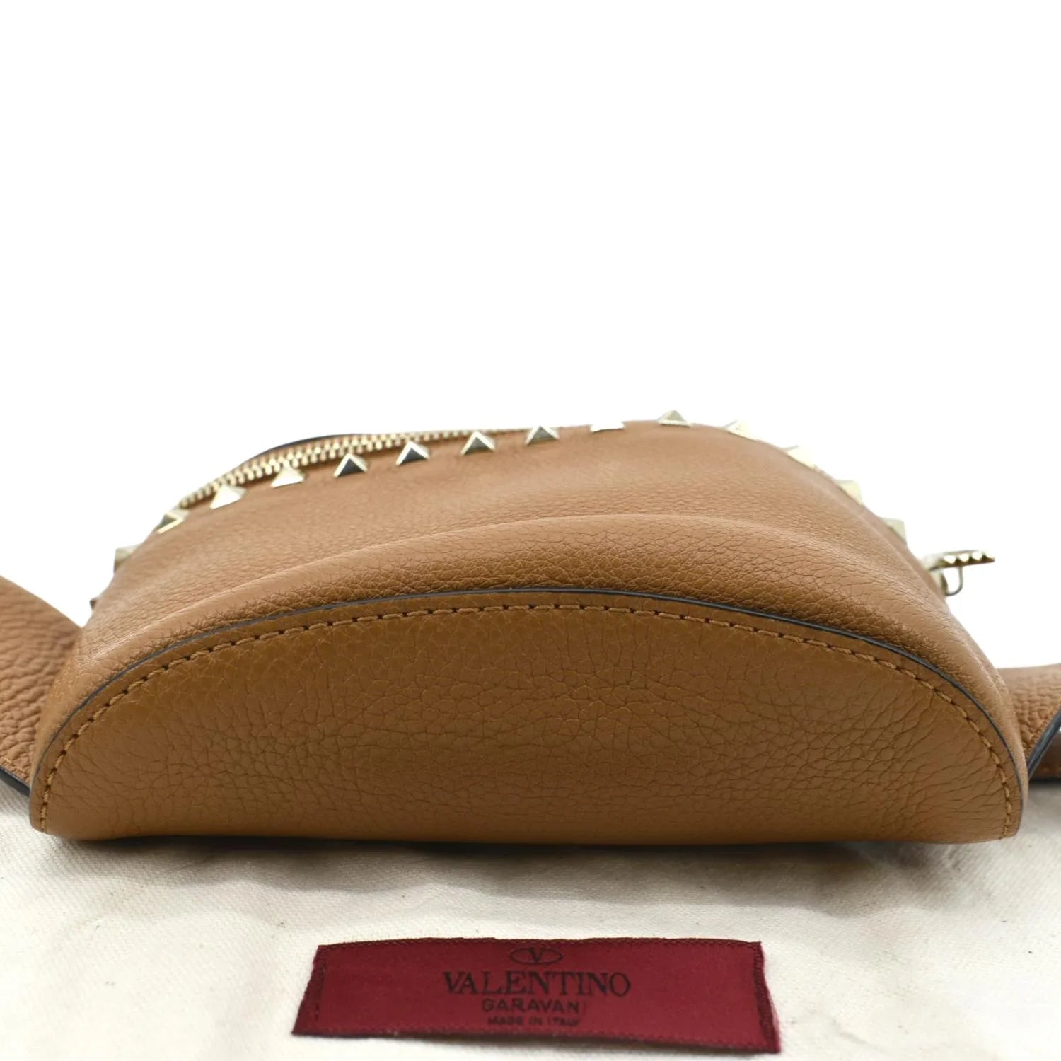 Camel Leather VALENTINO Bag Spike Pre-Loved Belt