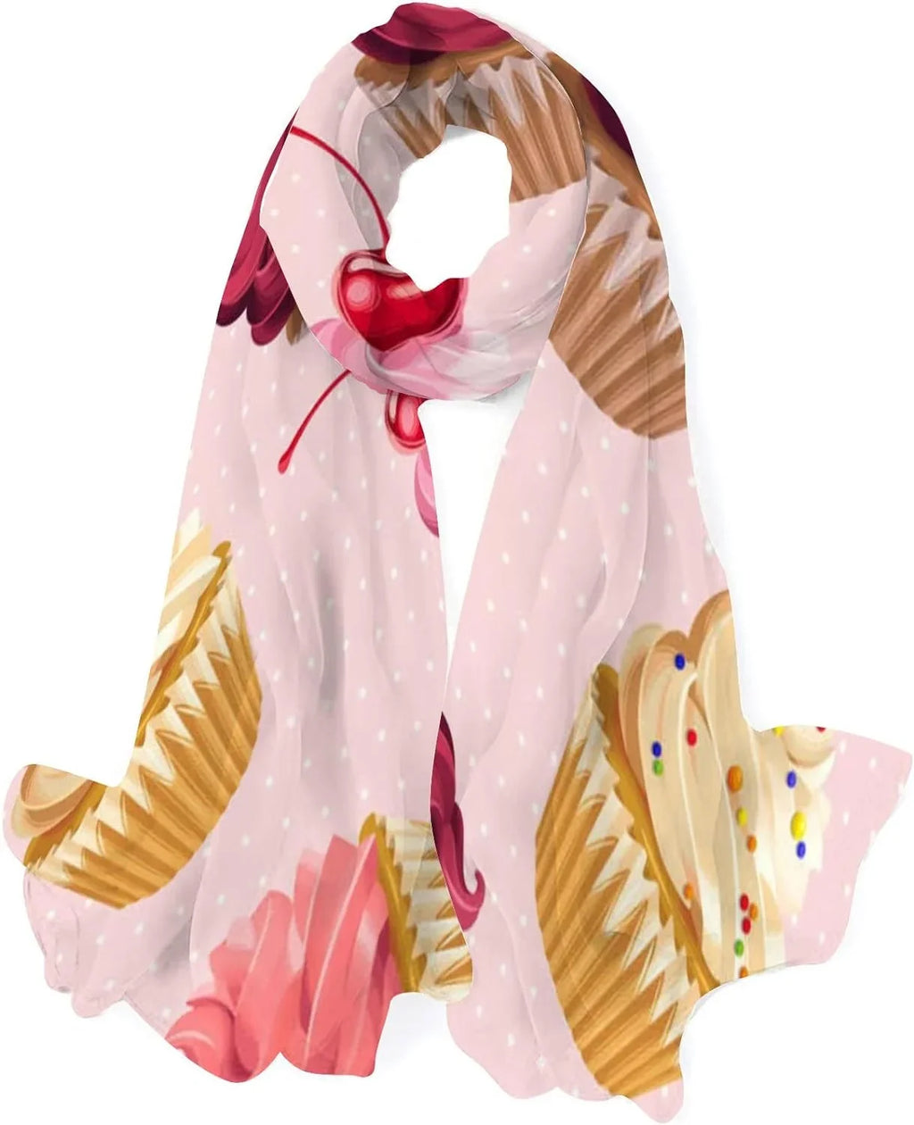 Polka for Girls Shawl Wrap Scarf Silk Dot Scarves Women Hyjoy Neck Cupcakes Lightweight Long