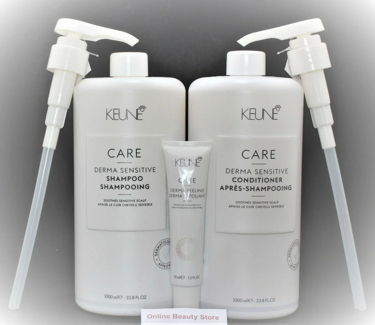 and oz Derma Care Keune Shampoo Derma Peeling and FREE Conditioner 33.8 pumps Sensitive With