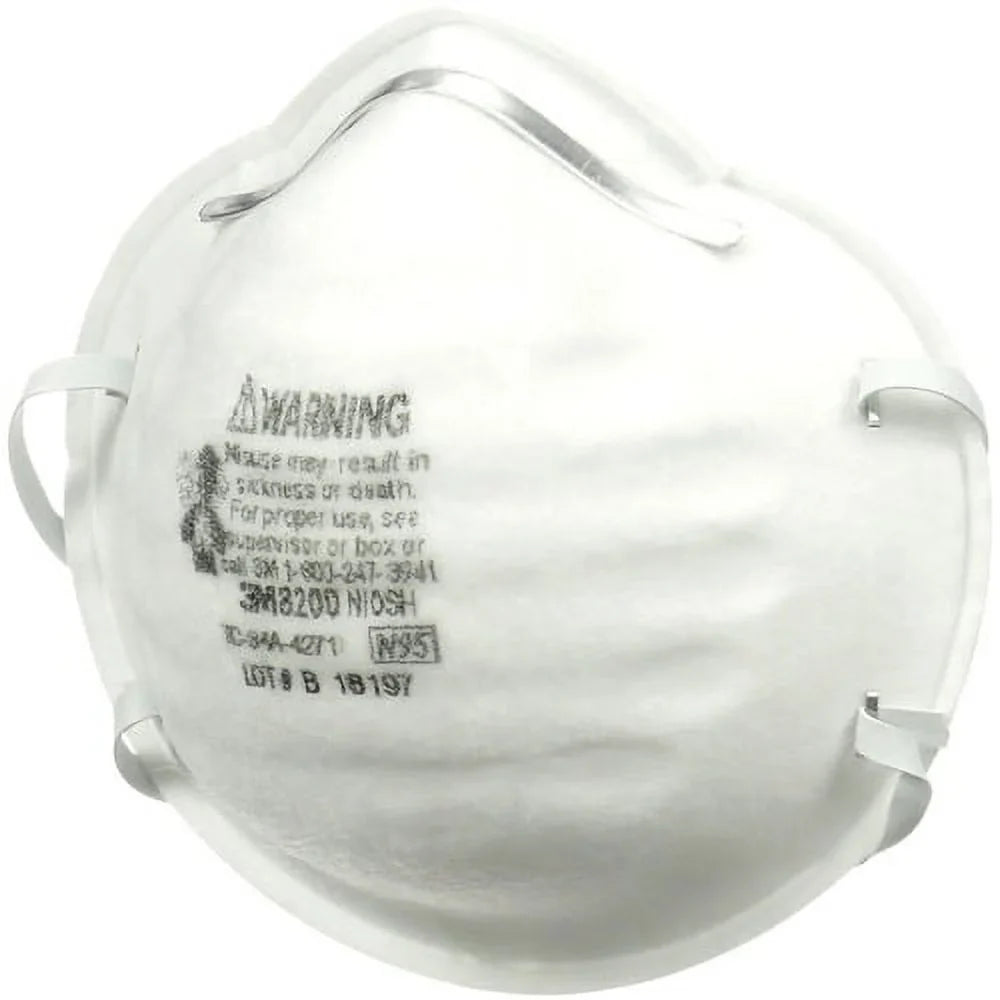 Mold, Lightweight, Allergen Particle Particle, Adjustable 3M / - Clip 8200 Protection Nose Granular Dust, Respirator Mask Pesticide, Stretchable, Disposable, 12 N95 - Carton Airborne