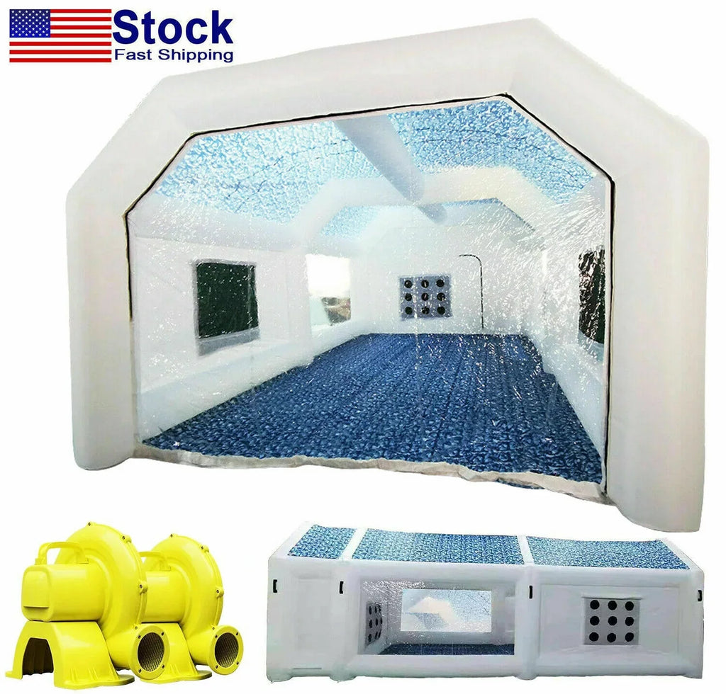 Booth Tent 2 for Inflatable Painting Blowers Car With Paint Car Garage 28x15x10Ft WGIA w/Blowers