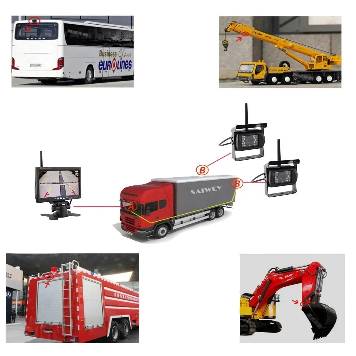 Cameras Camera Night Trailer 7" Dual Vision Wireless View Waterproof Truck for Assistance Monitor Rear Backup RV Bus with Parking