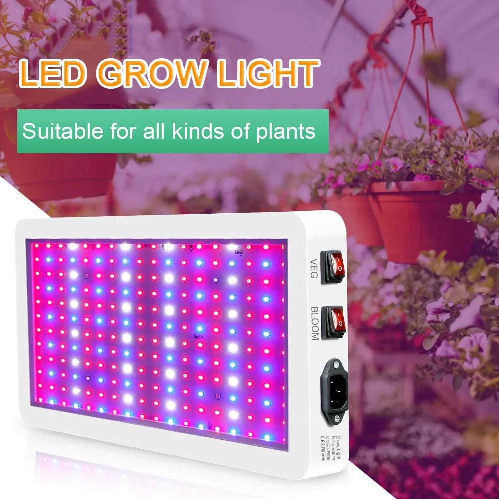 Plant Grow Lamps Dual for Full 2000W Hanging Switch LED LEDs for Spectrum 312 Greenhouse Veg Bloom IP65 Waterproof Light Indoor and Flowers Plants Seedlings Growing