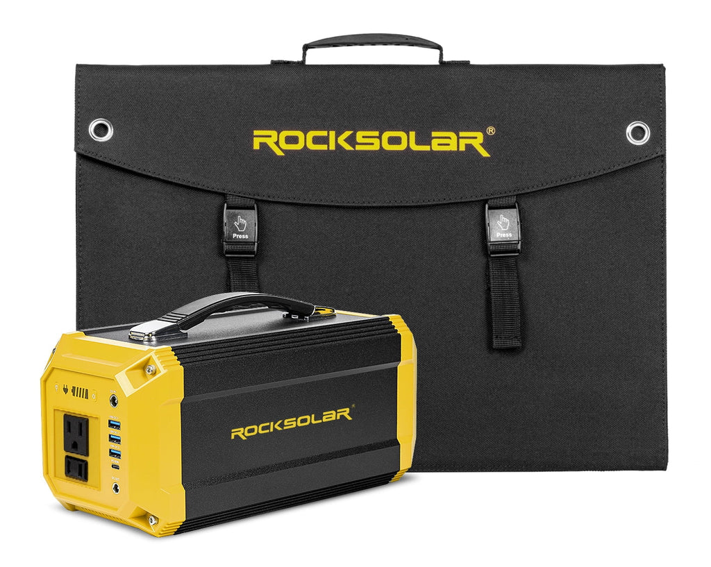Solar 60W Generator with Portable Foldable Panel Utility 300W Kit Station Power ROCKSOLAR
