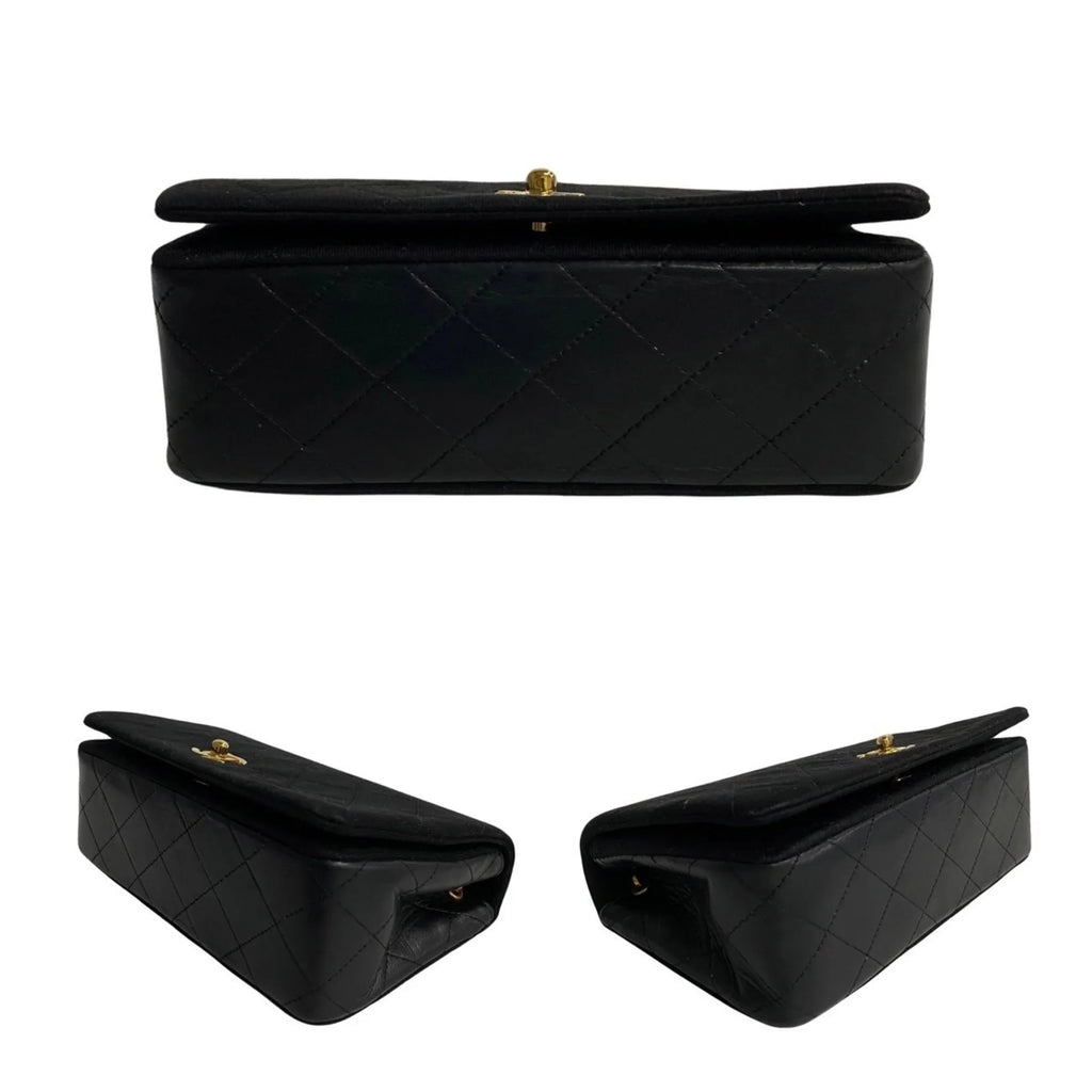 Shoulder CHANEL Bag Cotton Turnlock Flap Chain Pre-Owned Lambskin (Good) Black 73960 Full Matelasse