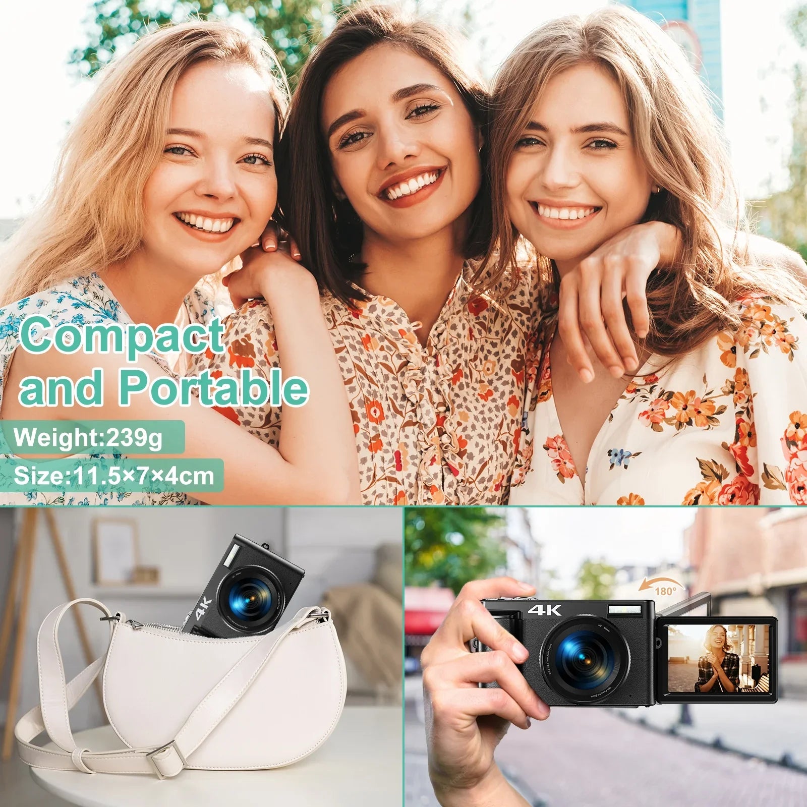for Camera Zoom Camera 32GB Cameras Autofocus Vlogging 4K Card Digital Digital Video YouTube 16X with for Photography 48MP