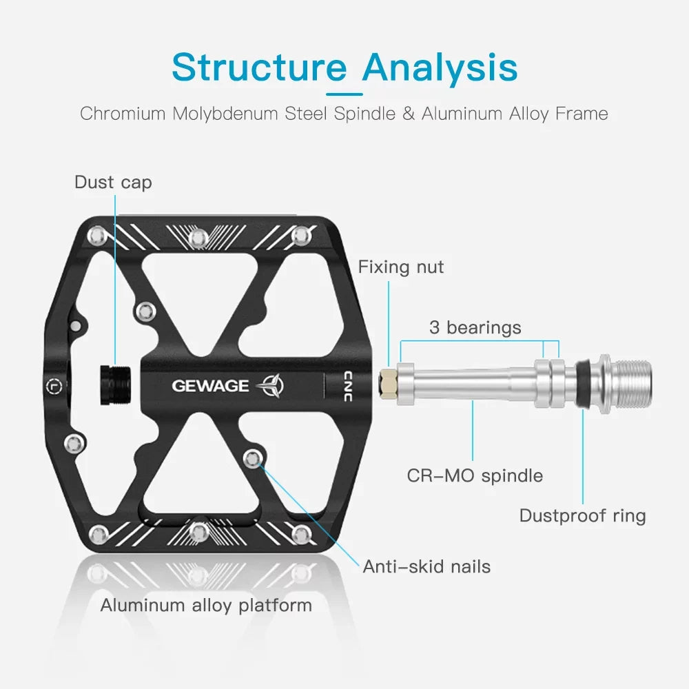 Bike Pedals Pedals with Pedals Bike Aluminum Pedals Mountain Platform Reflectors Cycling Alloy GEWAGE