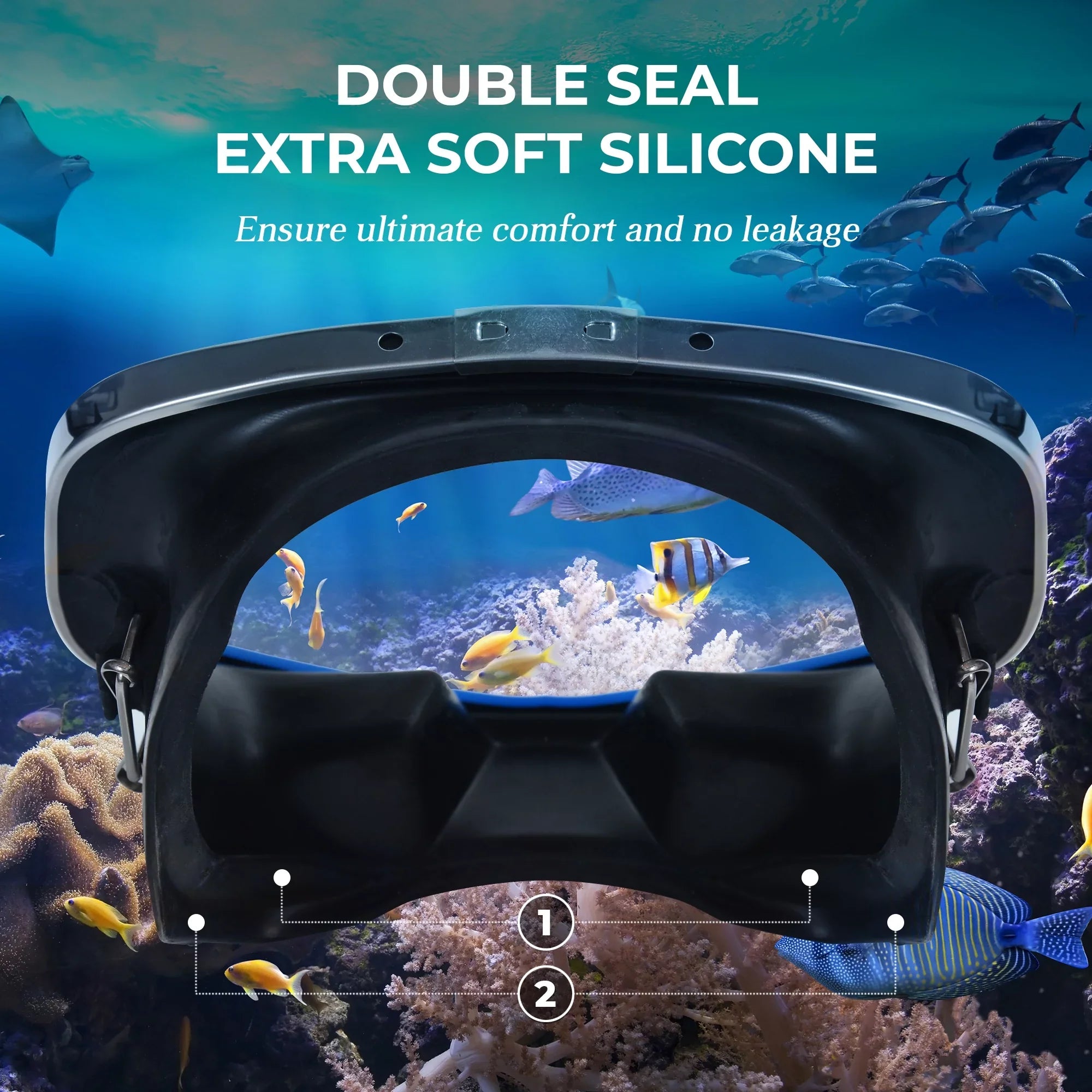 for Diving Tempered Snorkeling Glass - Mask Mask Molding and Hanway Mask-Blue – Goggles Adjustable Adva Silicone – Swimming Professional Snorkel Buckle Diving Scuba