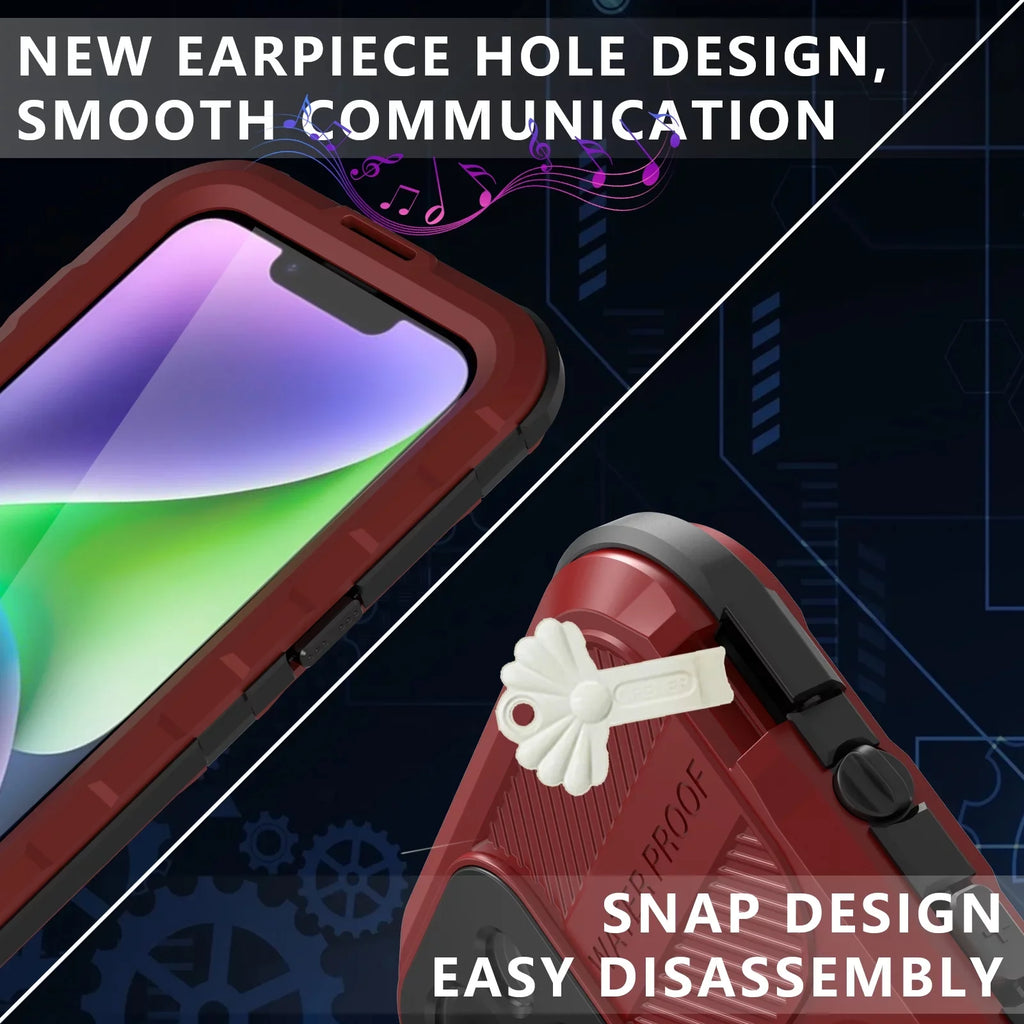 Sturdy Plus, Full and Built-in Case Camera Waterproof 14 Red Sealed Lens Protection with Full-Body 14 Dustproof Cover Shockproof Plus iPhone Protector,Underwater for iPhone for Screen