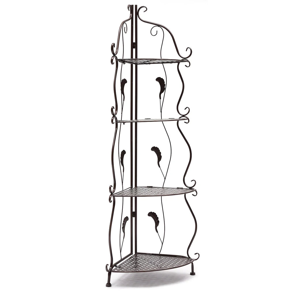 4-Tier Corner Rack Folding Shelf Pot Plant Storage Balcony Stand Flower