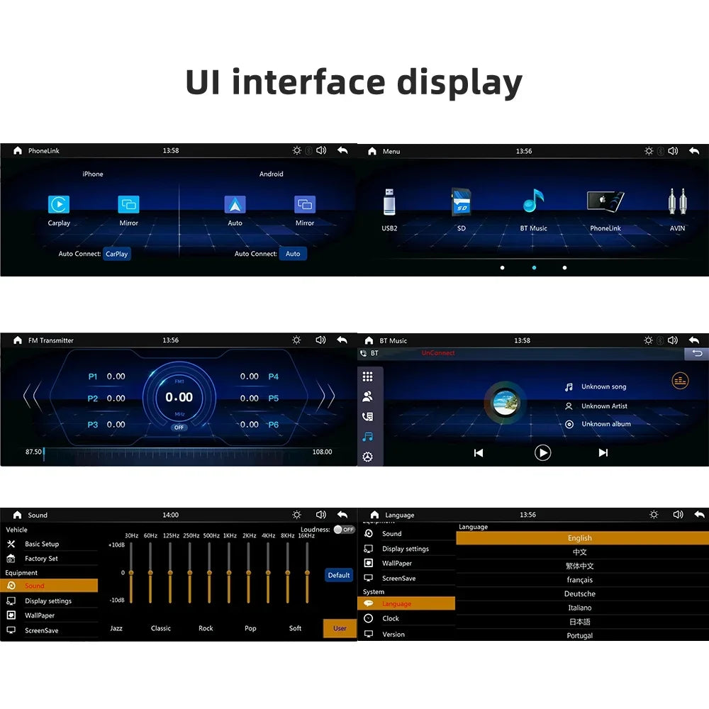 Bluetooth Inch Carplay&Android Auto with Camera TF Car Screen with Unit Stereo Wireless 9.3 Stereo,Newest Portable FM Player Transmitter,AUX, Touch Bluetooth/FM Navigation Car Synchronization/Rear