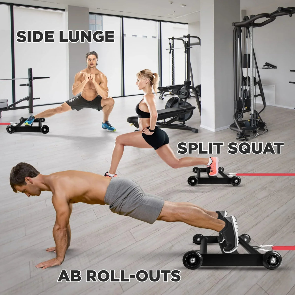 Glute for Building,Black Yes4All Exercise Gym Wheels Hamstring, Glider, Home Glute Ham Booty Fitness,