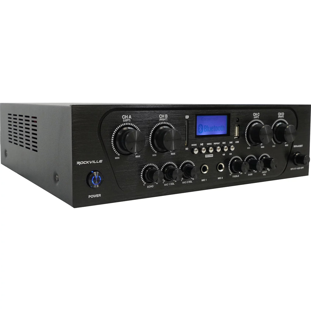 Kit Rockville Wall RPA40BT Speakers 4-Room White Audio Home Cube Receiver+(8)