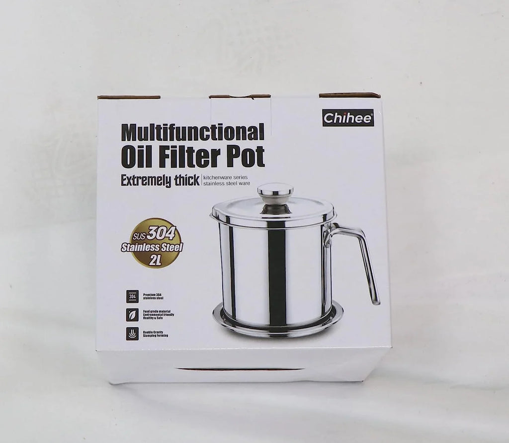 / fl Frying Oil Mesh 2L Tray,for Steel Strainer & Lid Strainer Grease Can Non-slip 67.6 Dust-proof Cooking Oil oz,Food Container,with Storing Strainer Fine Oil Storage Pot Grease Stainless