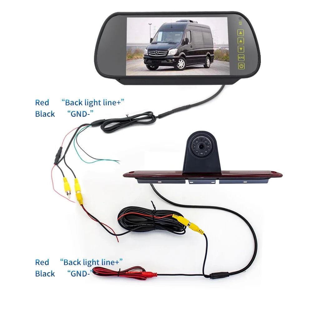 Camera Backup Light Brake 7in LED Crafter Sprinter/VW (with Vans for Light Monitor) Mercedes-Benz Parking