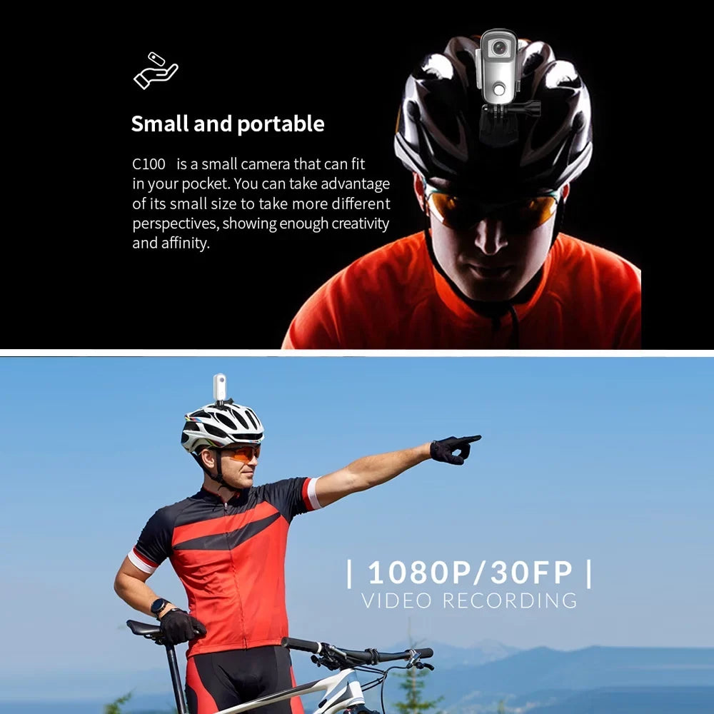 Digital Waterproof Clip 1080P30fps Video Battery WiFi SJCAM Back Lanyard Case Sharing Magnetic 30M Built-in Connection C100 with Body APP Waterproof Action