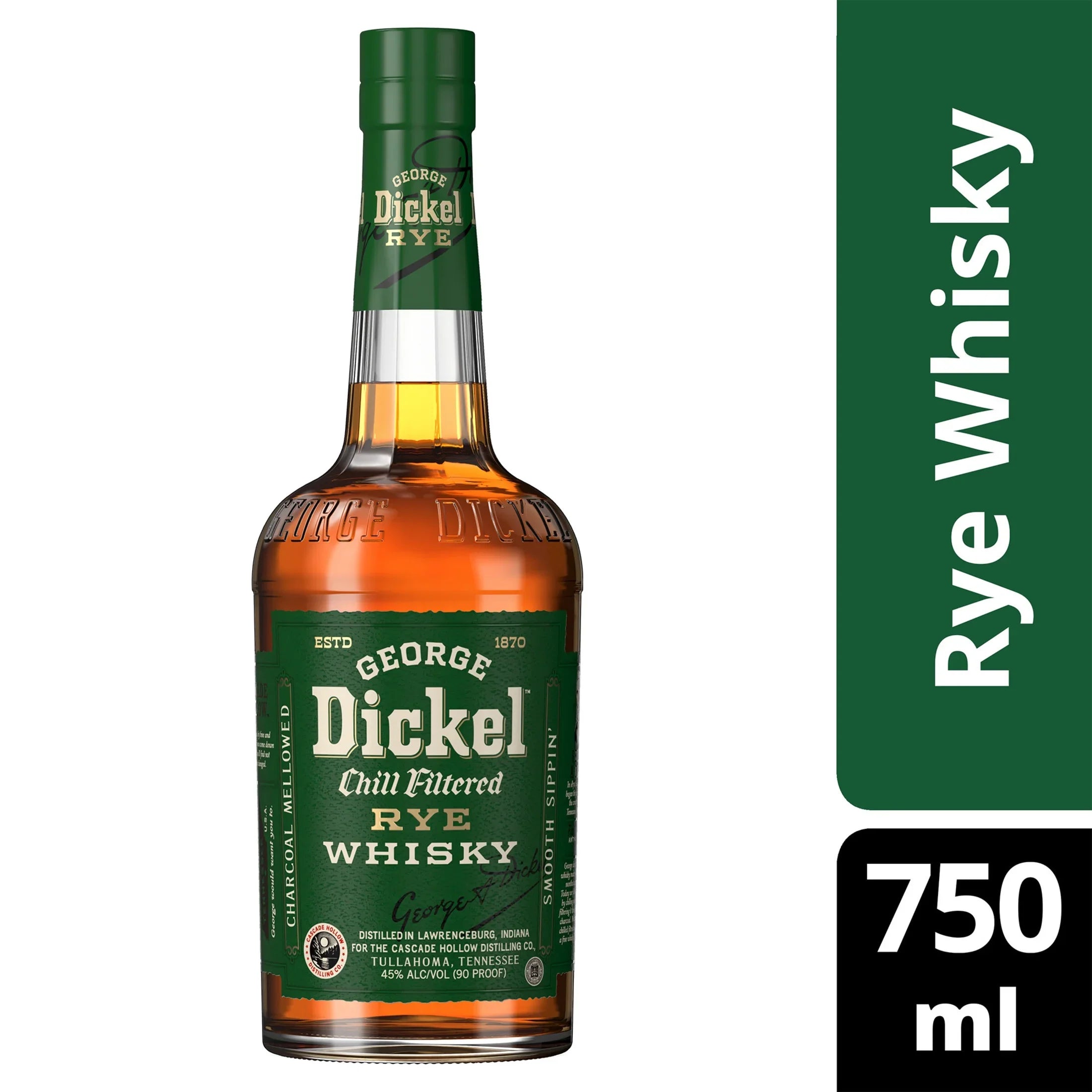 Dickel Rye 750 Whisky, ABV George mL, 45%