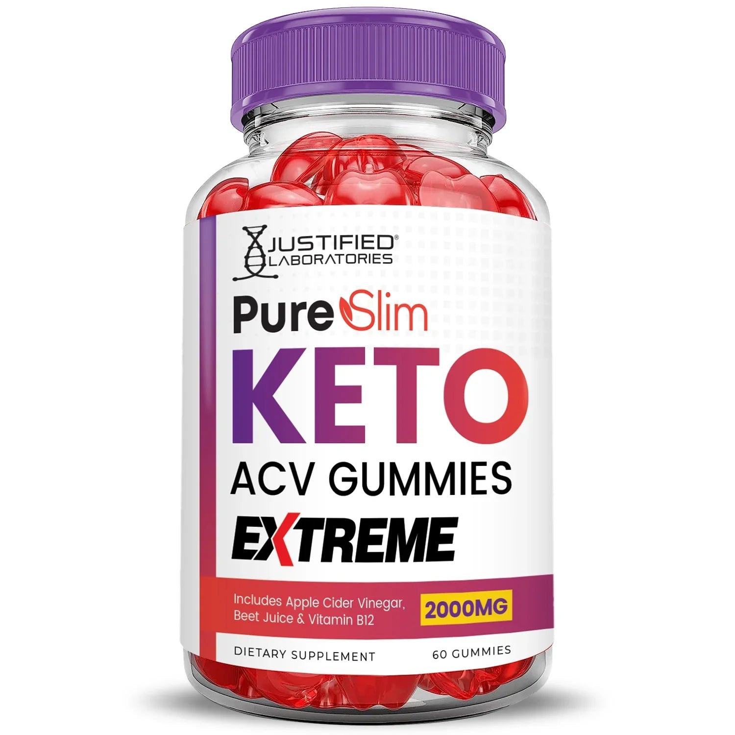 Dietary 120 Keto Extreme (2 Pack) Gummies Gummys ACV Pure Slim 2000mg Supplement