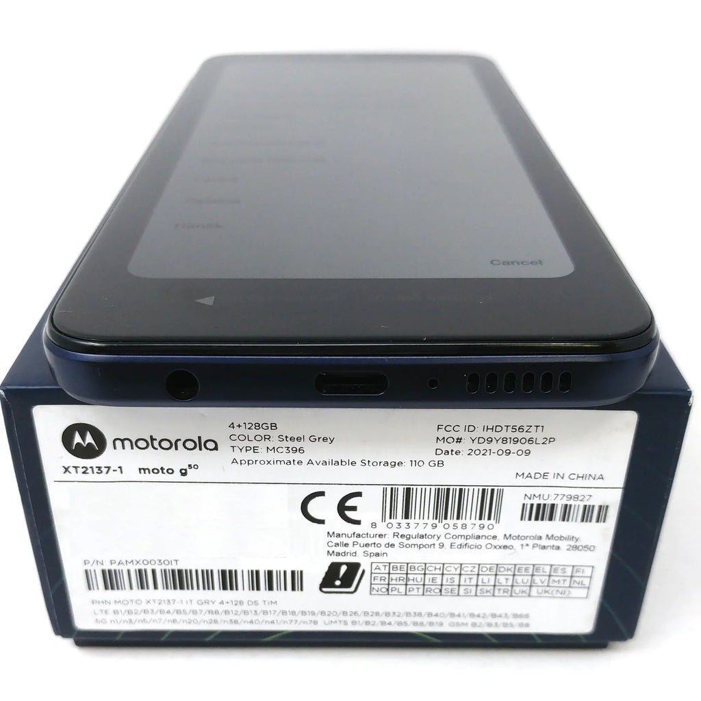 Steel XT2137-1 6.5" 128GB RAM OB 5G 4GB G50 - Factory Grey Unlocked Motorola Phone Dual SIM Moto -