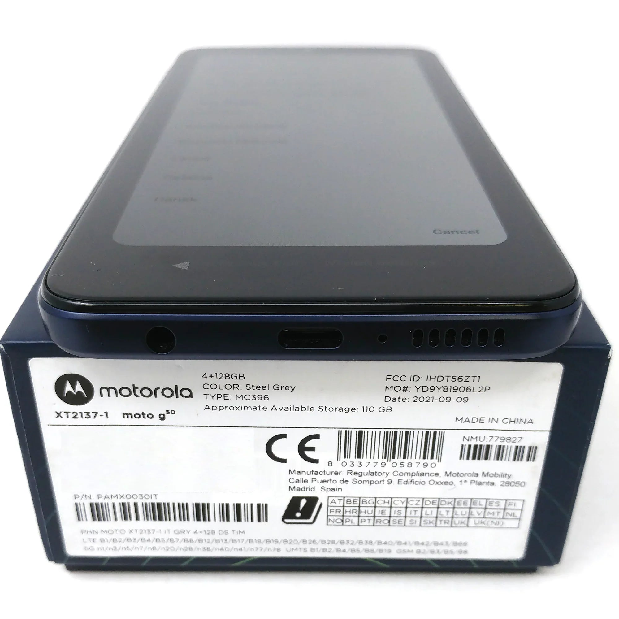 Steel XT2137-1 6.5" 128GB RAM OB 5G 4GB G50 - Factory Grey Unlocked Motorola Phone Dual SIM Moto -