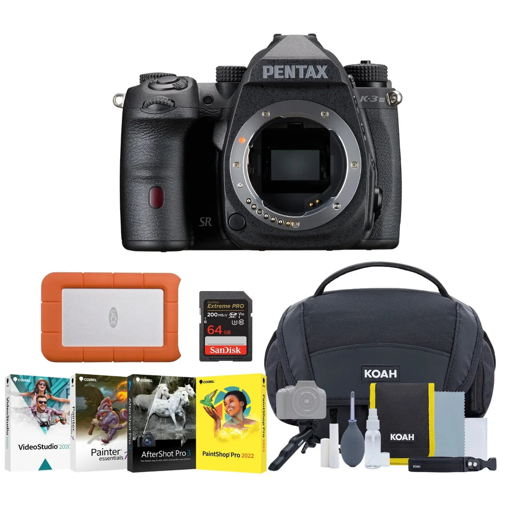 (Black) Body Accessory Mark with Pentax Bundle Camera and III Hard K-3 Monochrome Card Bundle Drive Memory