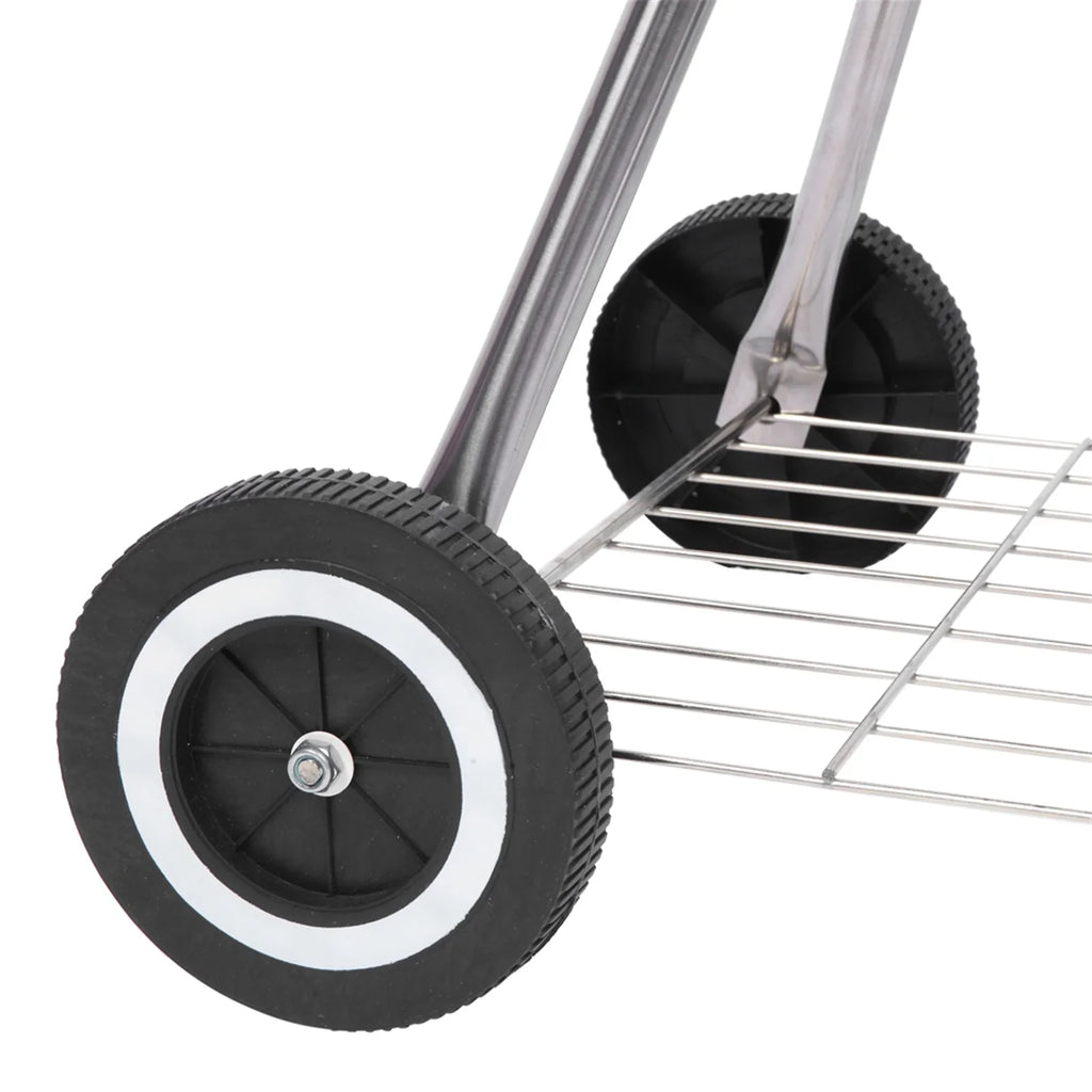 Grill on Wheels, Storage Grate Cooking Steel Outdoor w/ 18 Charcoal Grill with Grill Area, inch Camping BBQ