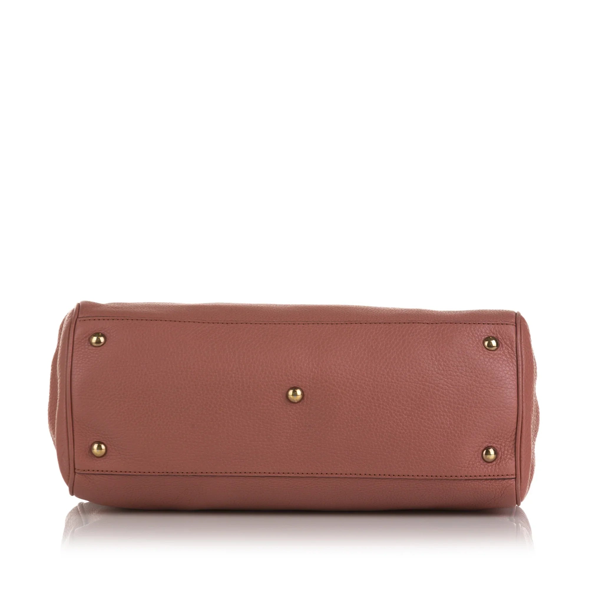 (Fair) Pink Calf Authenticated Unisex Bamboo Leather Gucci Pre-Owned Satchel Shopper