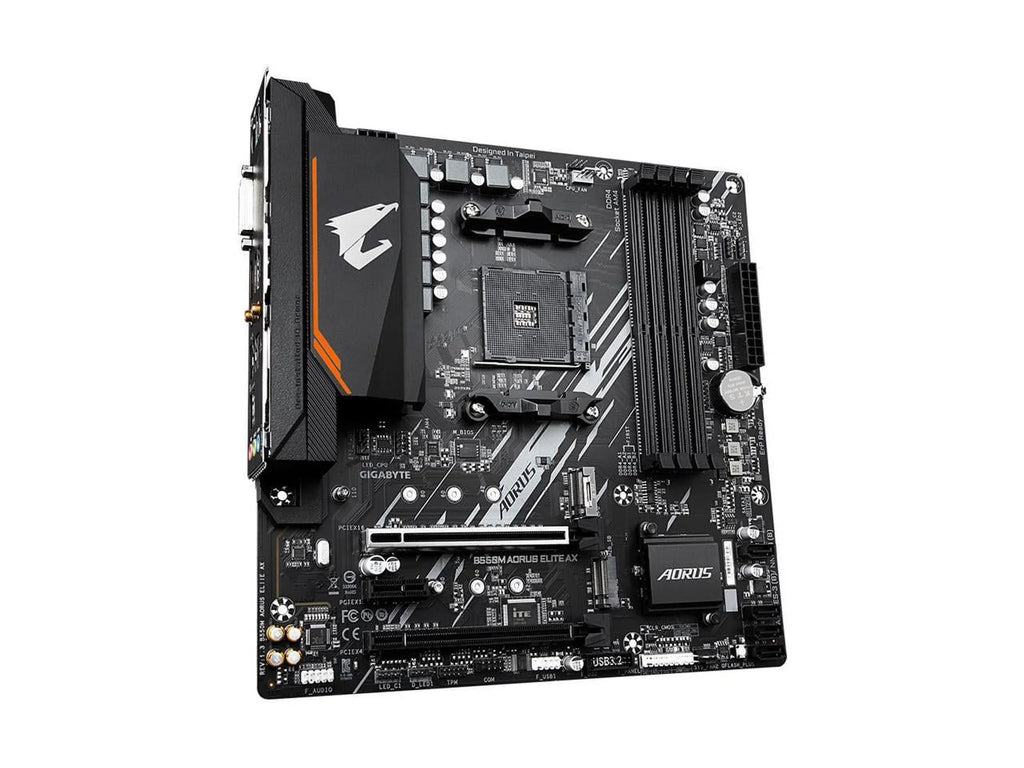 with GIGABYTE 1, Motherboard SATA PCIe Single 3.2 LAN, Micro-ATX M.2, 6Gb/s, ELITE AM4 AX USB GbE AMD (rev B550 Gen AORUS B550M 4.0 Realtek 1.3)