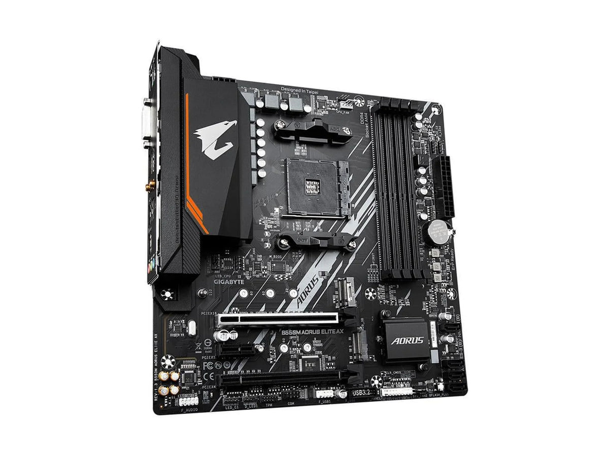 with GIGABYTE 1, Motherboard SATA PCIe Single 3.2 LAN, Micro-ATX M.2, 6Gb/s, ELITE AM4 AX USB GbE AMD (rev B550 Gen AORUS B550M 4.0 Realtek 1.3)