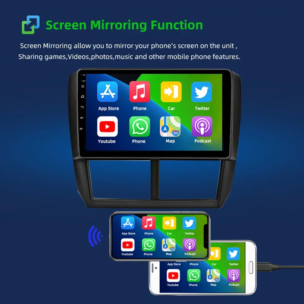 Carplay Player Car for GPS Android Bluetooth Subaru Forester Auto Android 9 Navigation Car Radio 2008-2012 JMANCE inch 10