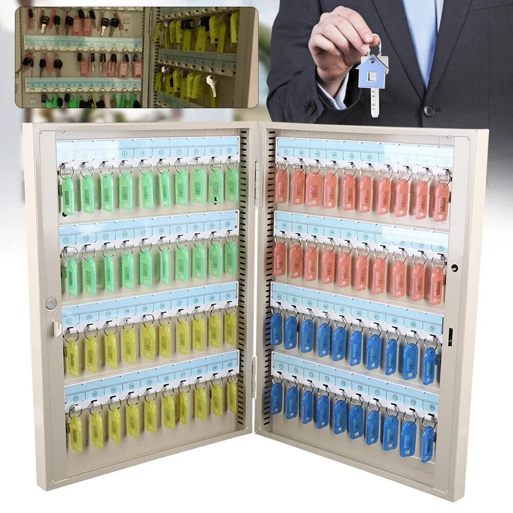 80 Box Holder Safe Wall Lock Mounted Dealership Organizer Car Storage Key Cabinet
