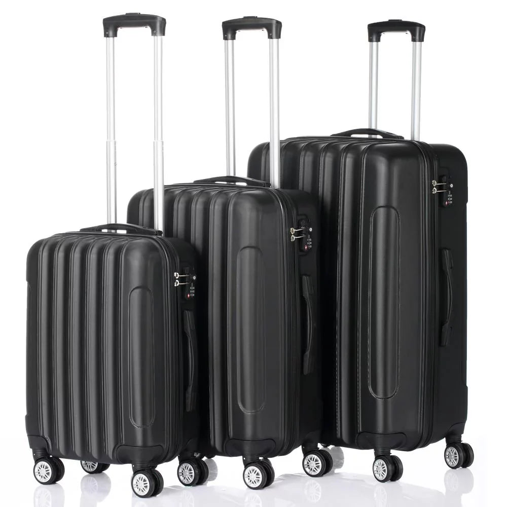 Bag Spinner Luggage Black 3 With Lightweight Hardside Set Lock SalonMore TSA Piece