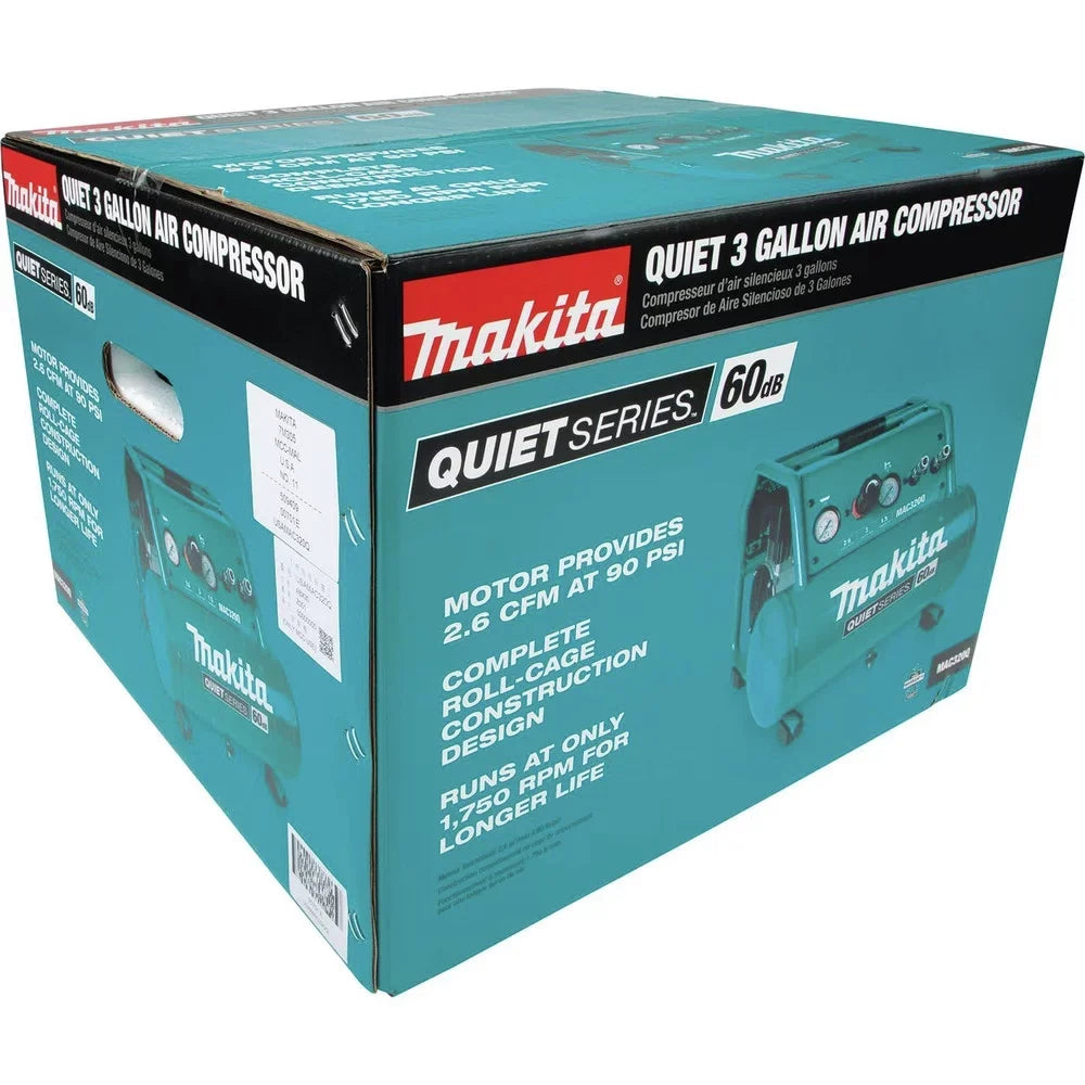 Compressor Series HP 1-1/2 Quiet MAC320Q Air 3 Gallon Oil-Free Carry Makita Hand