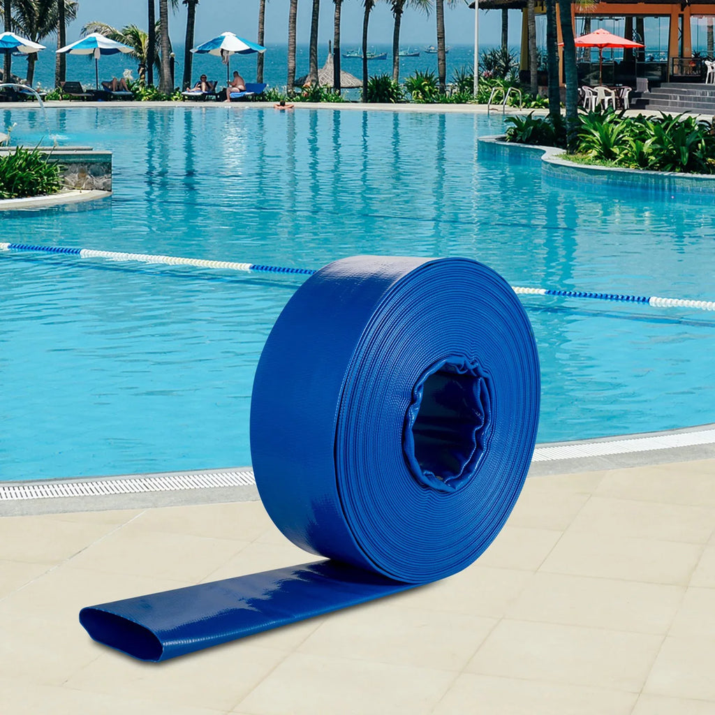 Heavy Water & Hose, Swimming for Blue 105', Weather-proof Clamps, Pool Backwash PVC Hose, Flat Hose Fabric x Burst-proof, VEVOR 1-12" Discharge & with Duty Lay Transfer, Drain Ideal