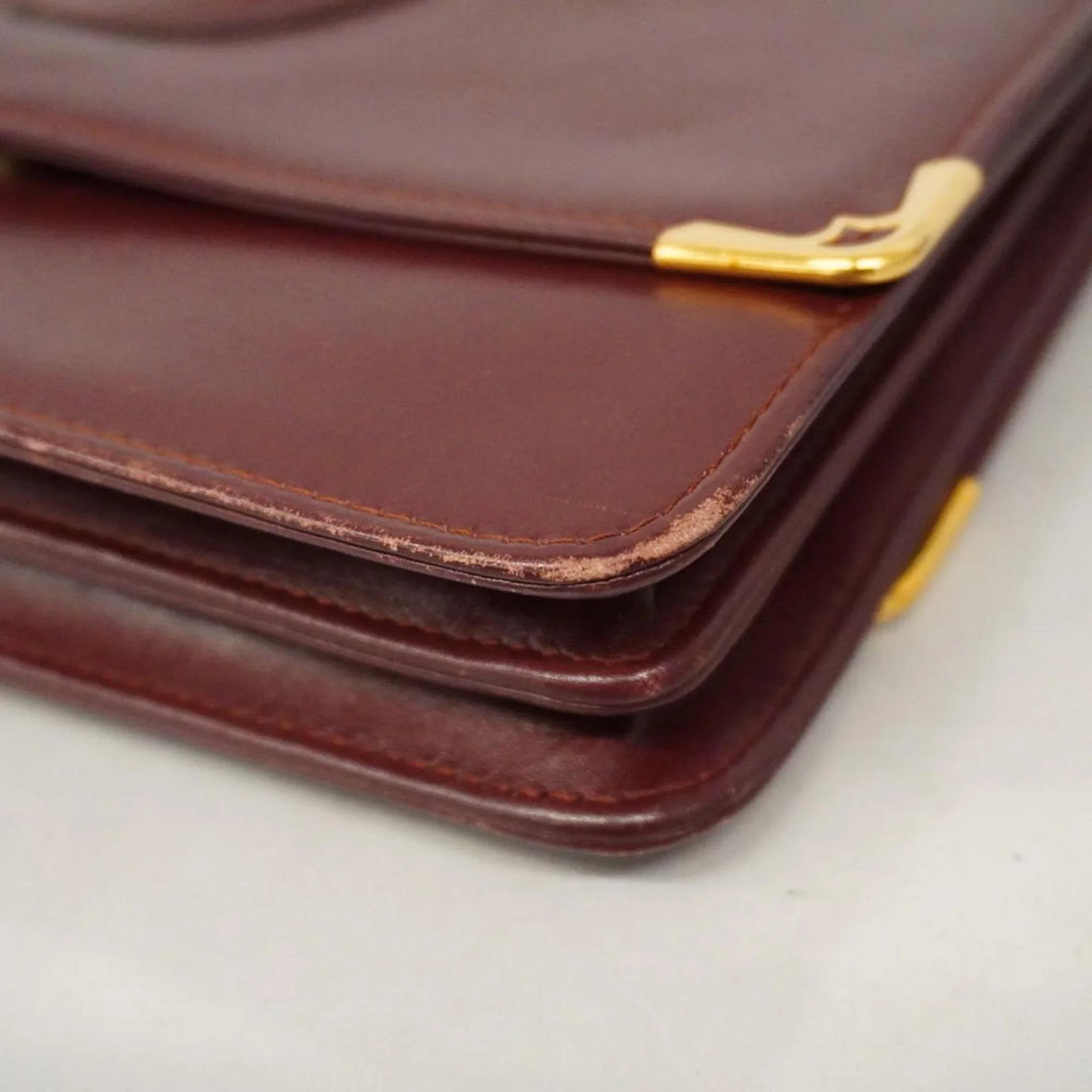 Bordeaux (Good) Pre-Owned Leather Must Bag Cartier Women's Shoulder