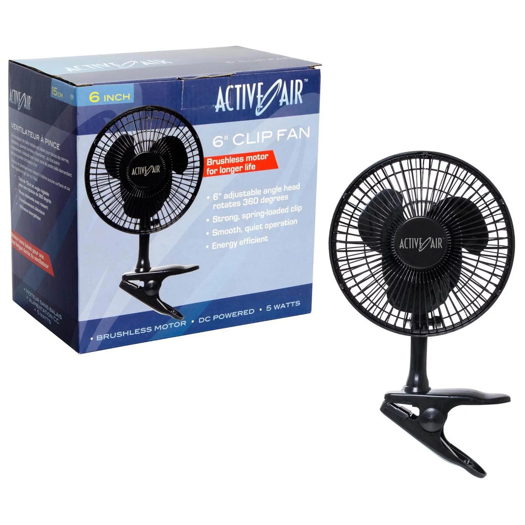 5W HORF6 Grow Air Active for Hydroponic Fan Clip-On 6in Motor Brushless Gardens