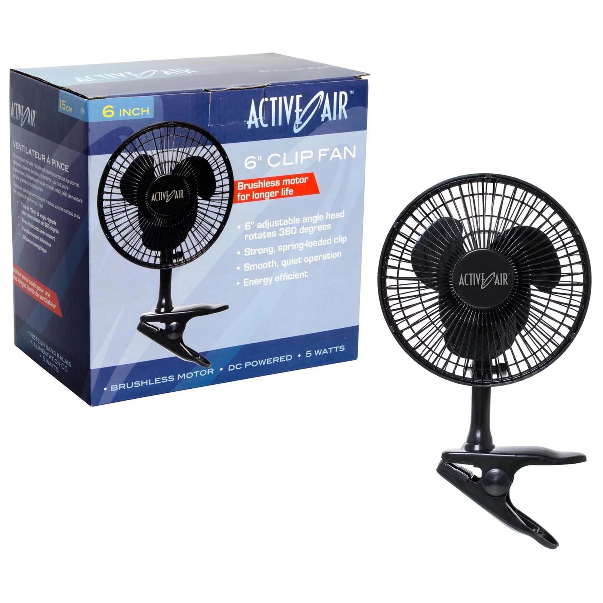 5W HORF6 Grow Air Active for Hydroponic Fan Clip-On 6in Motor Brushless Gardens