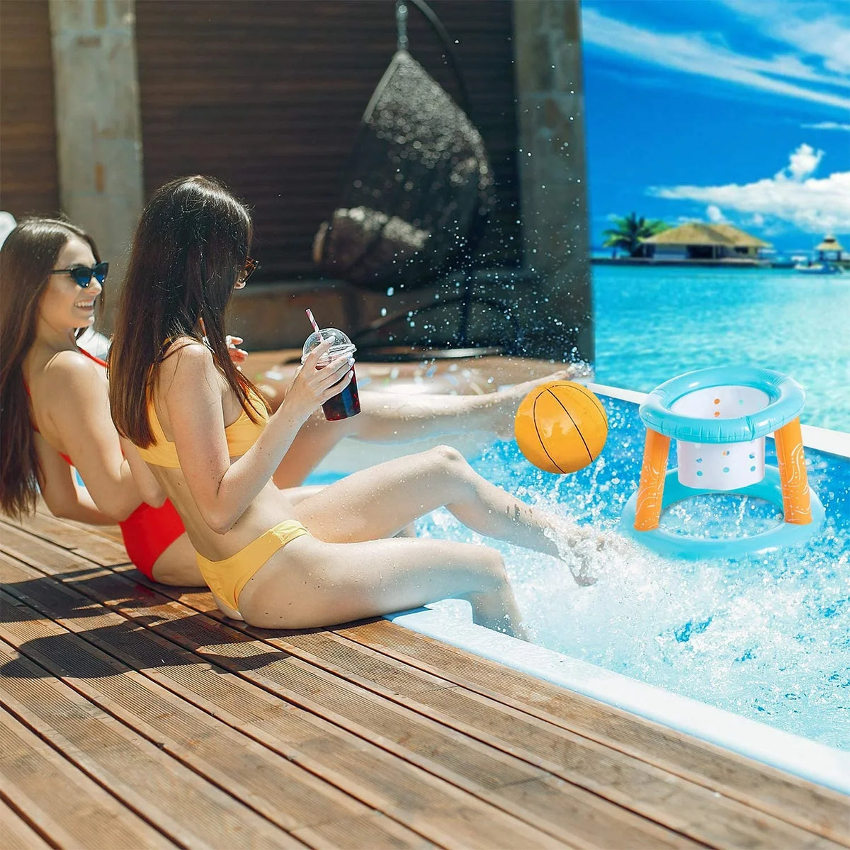 Summer Hoop Toys Pool Kids Pool Junipel Set Adults Swimming Net Water Floating, and Toys, Floaties & Basketball Volleyball Teens Light Blue for | Game