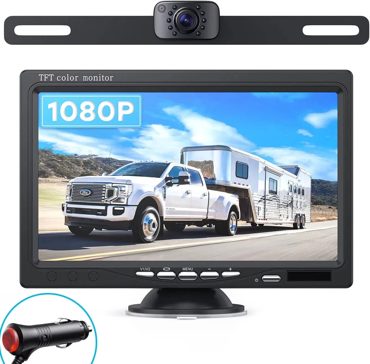& eRapta DIY Truck Camera up Back Backup Waterproof Front Car 7'' Rear View Night Lines Camera AY7 Monitor or Grid for Vision 1080P IP69