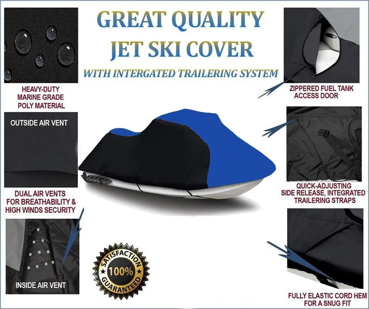 Cover Compatible / Cover HEAVY-DUTY, Sea for GTX Doo BLUE Ski Watercraft BLACK Sea-Doo 1996 DENIER Jet 2000 2002 600 1997