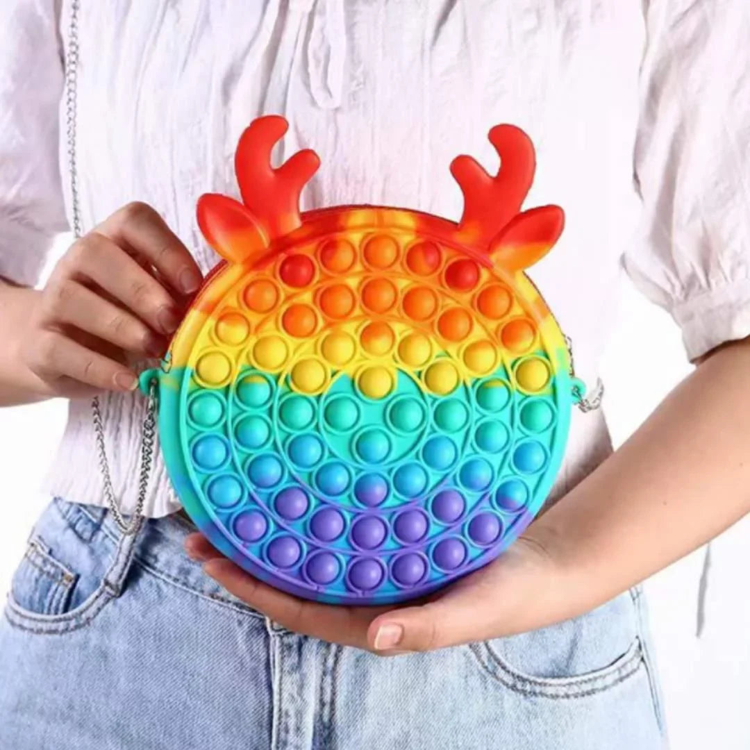 Teens Perfect Handbag, Mouse Popits Matching and Rainbow Large Popits with Gifts Red for Women
