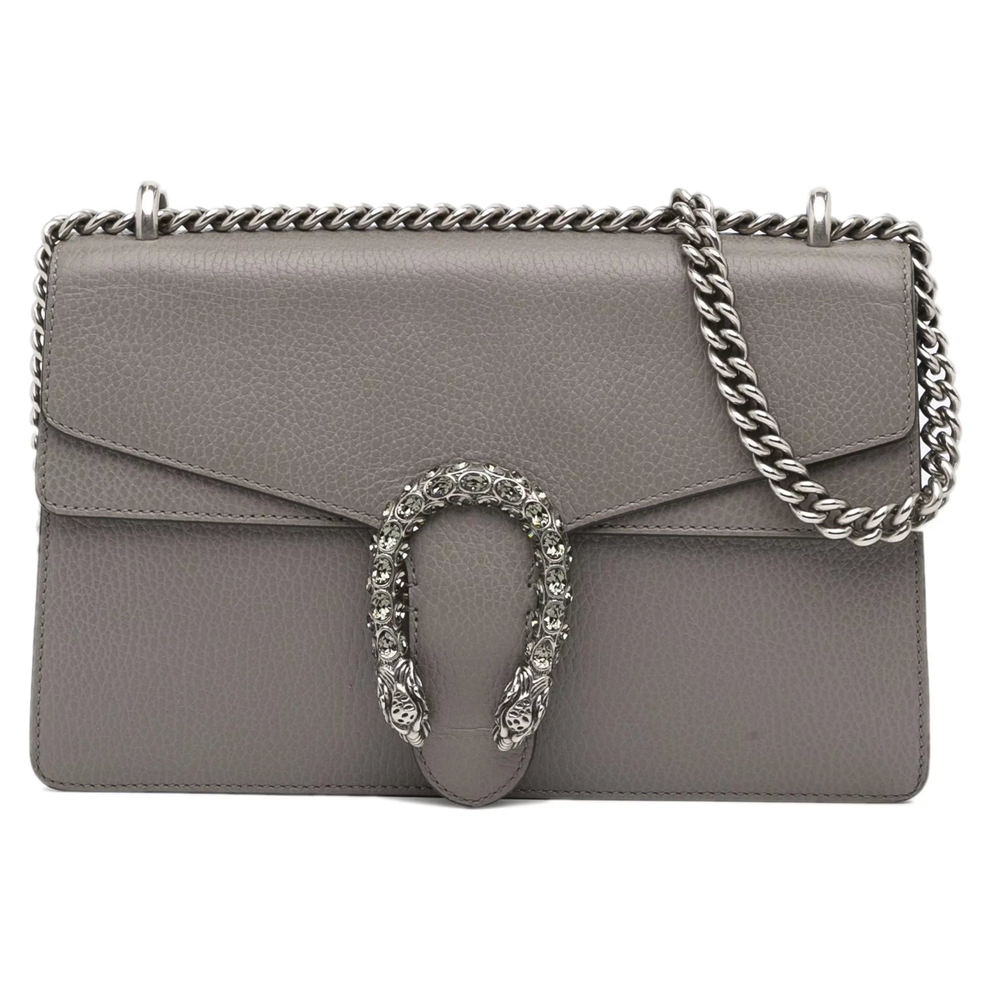 Unisex Pre-Owned Gray Dionysus Authenticated Bag (Good) Leather Small Shoulder Gucci Calf