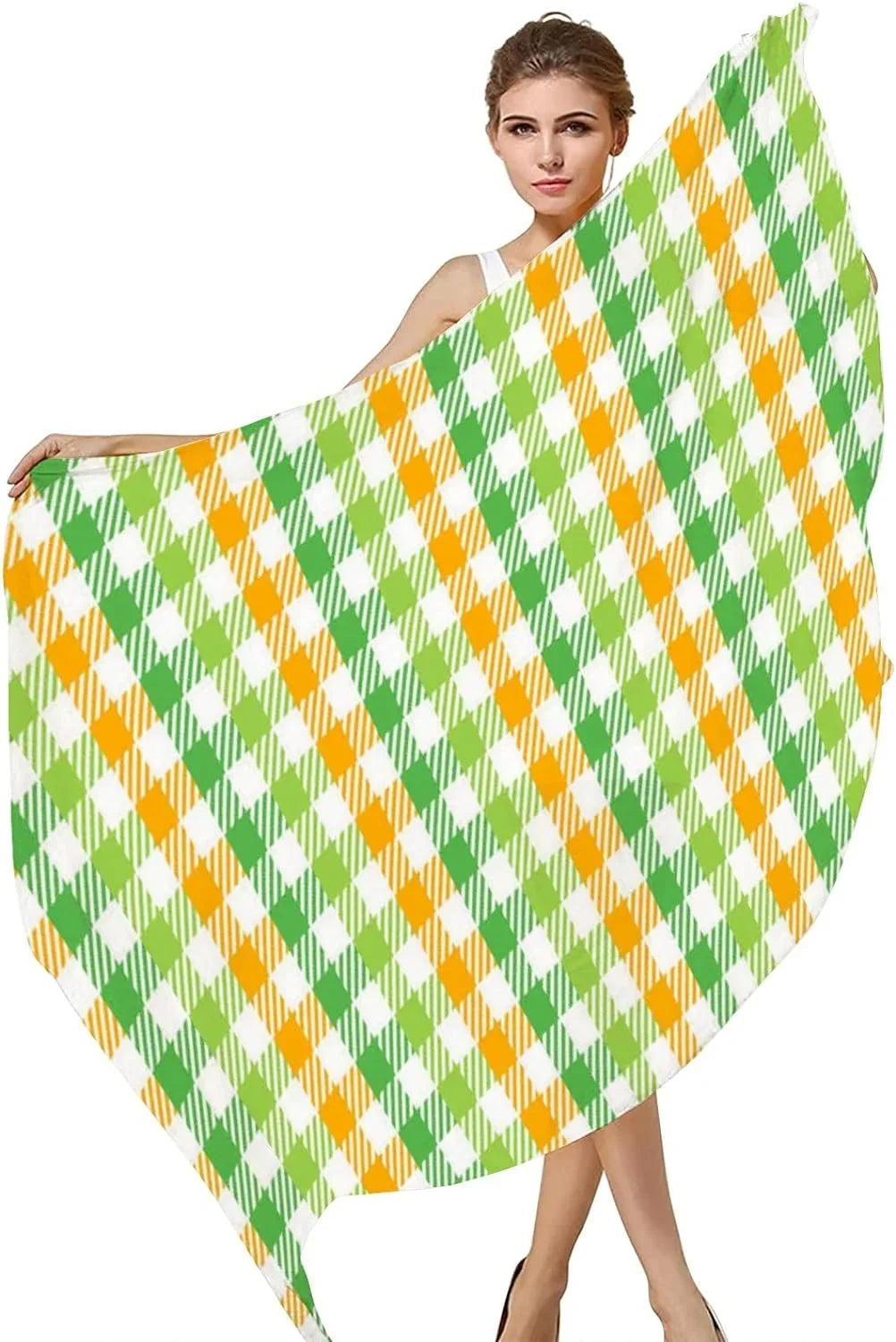 Hyjoy Long Shawl Wrap Scarves Scarf for Lightweight Women Girls Pattern Classic Silk Neck Checkers