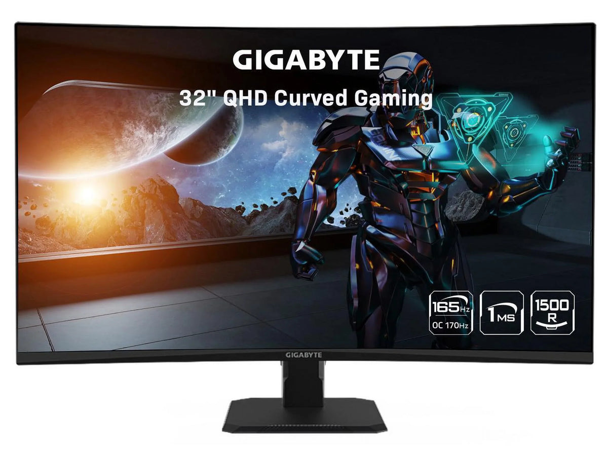 2560x1440 VA Ready, 1ms Curved GIGABYTE 1440P Time, Display, (MPRT) 1.4, GS32QC 2.0 1x 1500R Gaming HDR Response 2x Port 31.5" Monitor, 165Hz Display HDMI