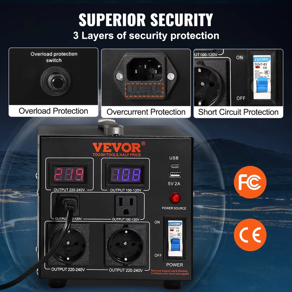 220V-110V Transformer Step CE Up/Down Converter Voltage BENTISM /110V-220V 2000W