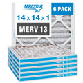 Aerostar 13 MERV Air Filter, 6 Pack AC Filter, Air Furnace Pleated 14x14x1