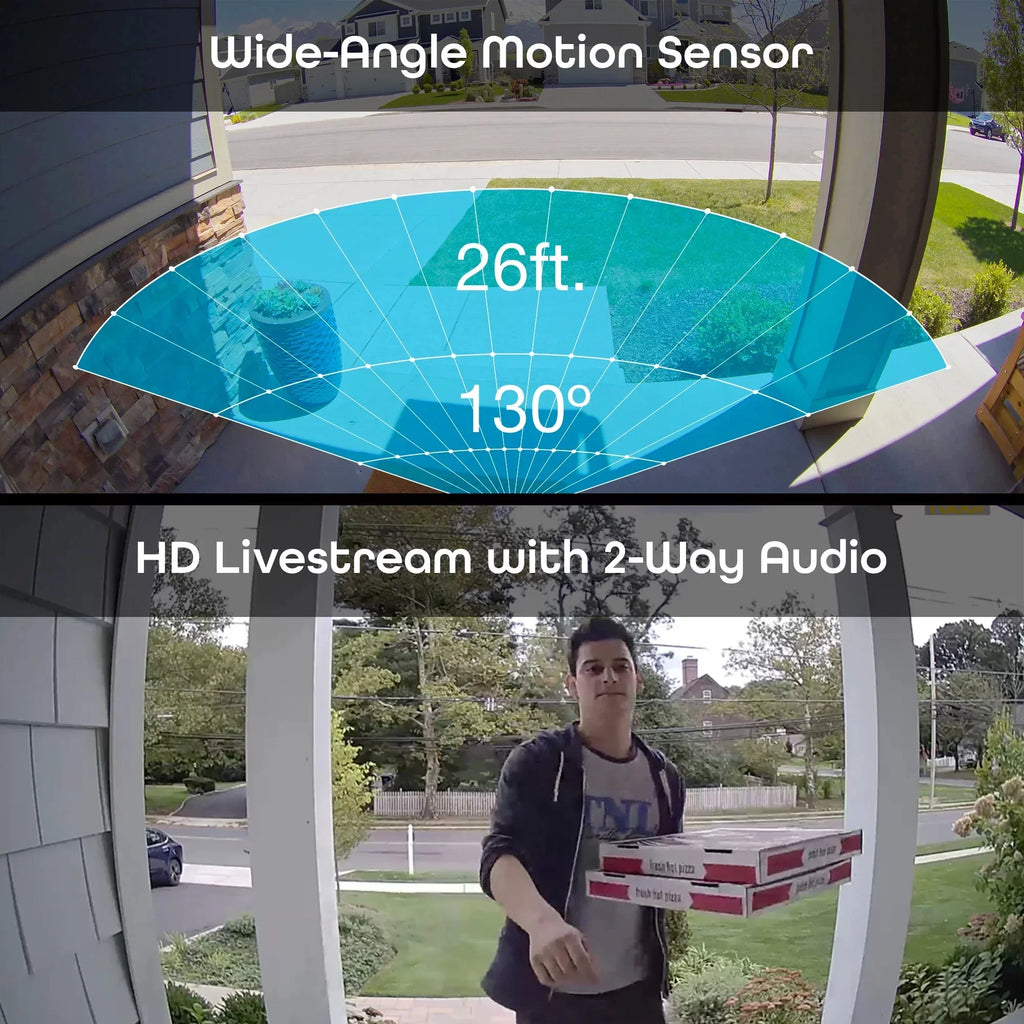 Alerts, Camera Home Wide with Installation Doorbell Vision, Wired and Easy Audio, Geeni Night for Activated 1080P 2-Way Angle, Motion Video Video Wifi Doorbells Security