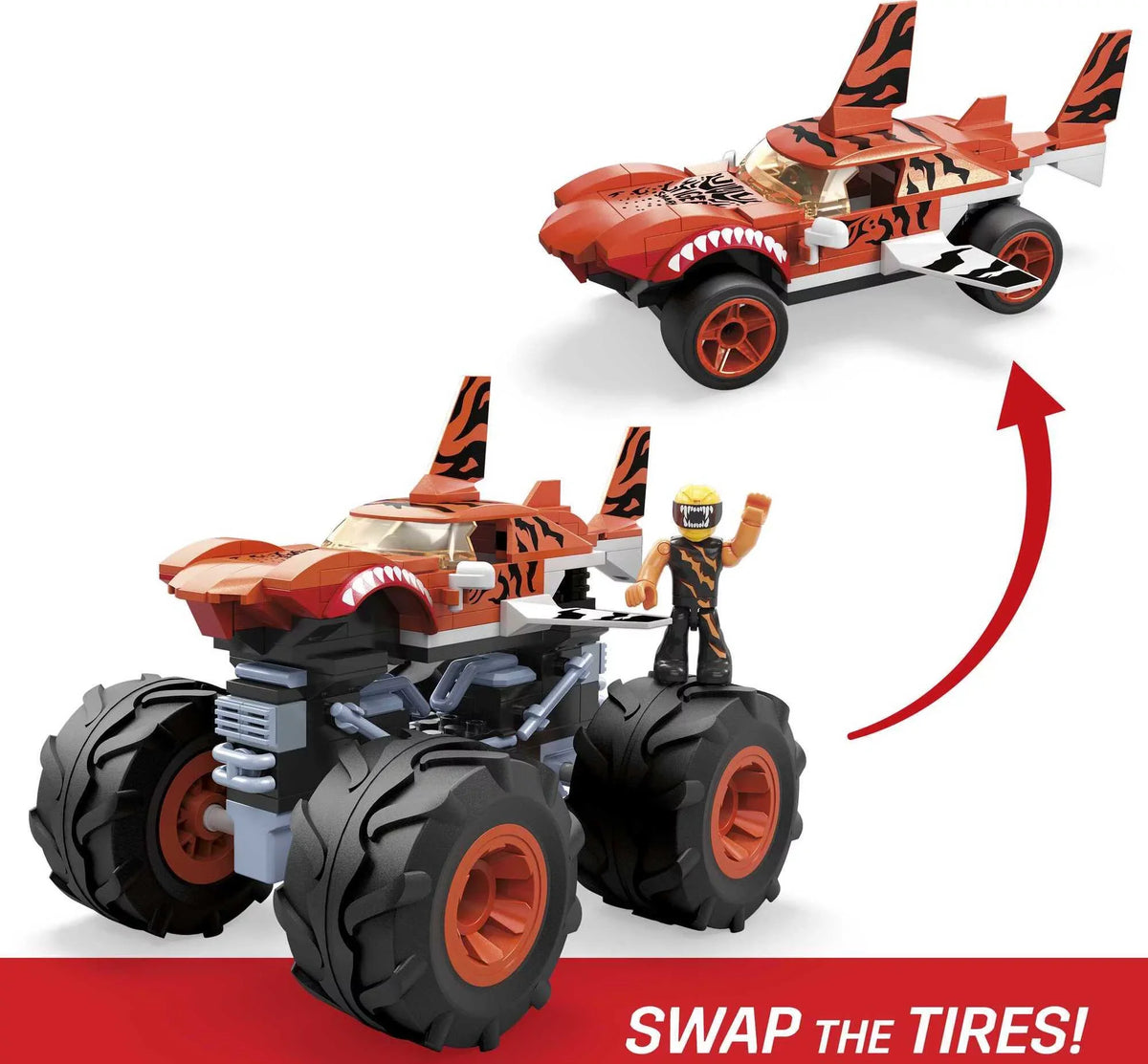 Shark Truck Monster MEGA Hot Tiger 1 with Wheels (187 Building Pieces) Set Figure