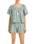 Cotton Swim Women's Roller Peri Rabbit Willow (L, Teal Multi) Top Cover-Up